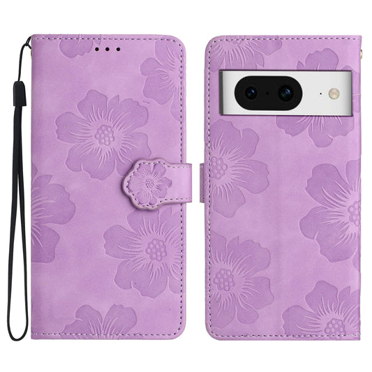 For Google Pixel 8 Flowers Imprint Leather Shell Flip Wallet Cover Phone Case with Stand