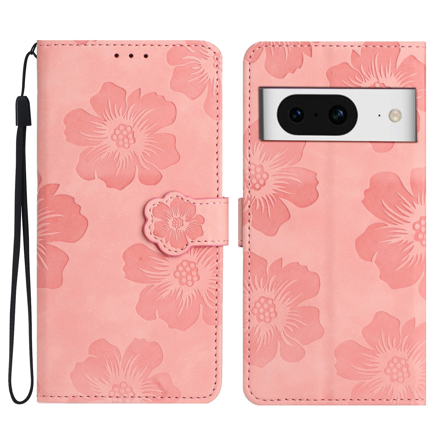 For Google Pixel 8 Flowers Imprint Leather Shell Flip Wallet Cover Phone Case with Stand