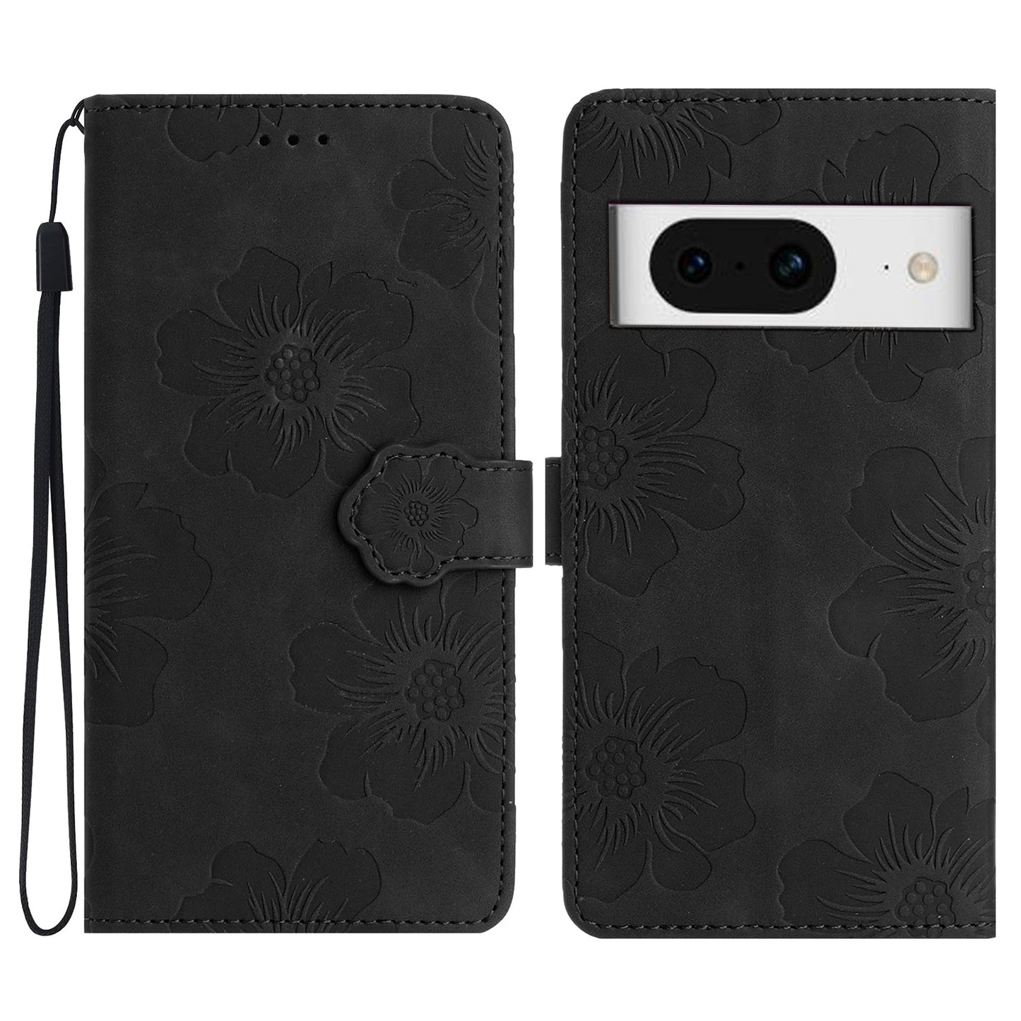 For Google Pixel 8 Flowers Imprint Leather Shell Flip Wallet Cover Phone Case with Stand