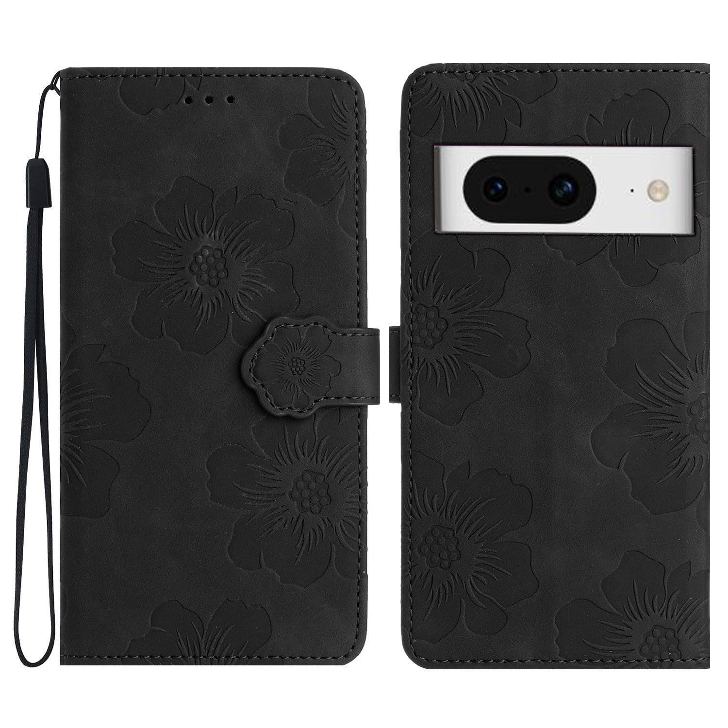 For Google Pixel 8 Flowers Imprint Leather Shell Flip Wallet Cover Phone Case with Stand