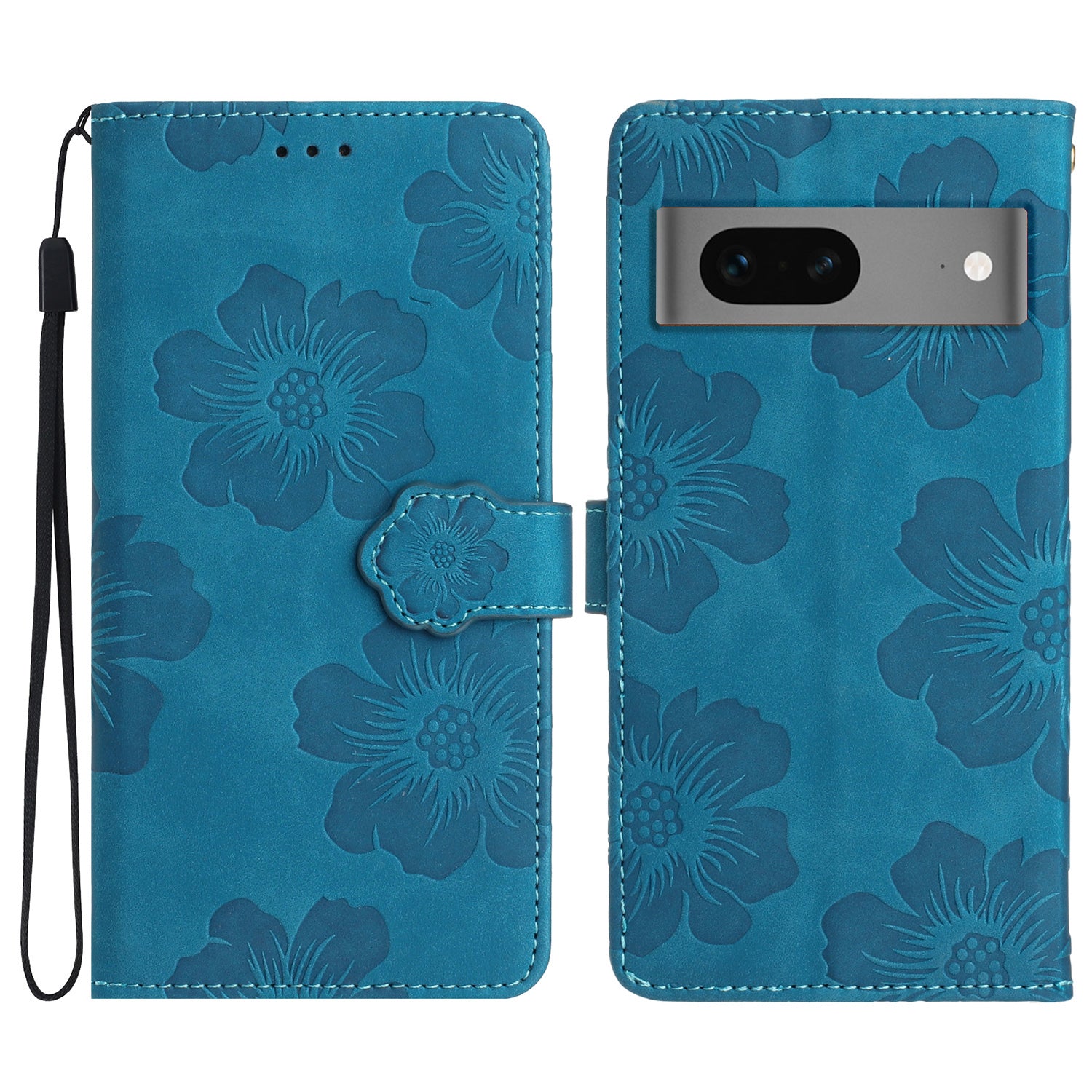 For Google Pixel 7 5G Flowers Imprint Leather Wallet Shell Flip Stand Protective Phone Case