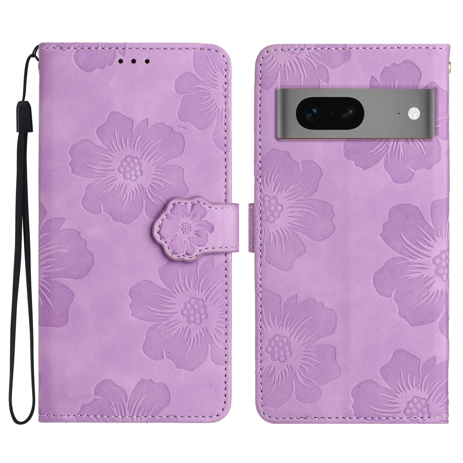 For Google Pixel 7 5G Flowers Imprint Leather Wallet Shell Flip Stand Protective Phone Case
