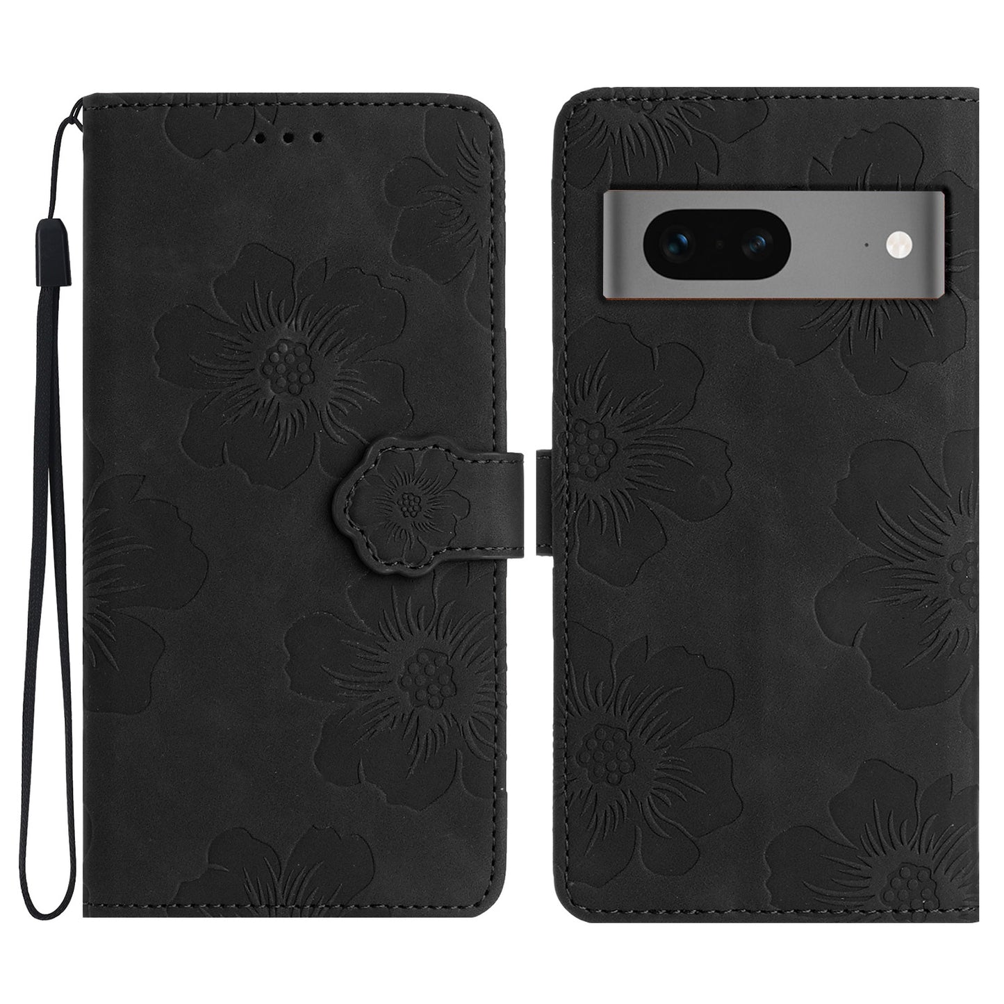 For Google Pixel 7 5G Flowers Imprint Leather Wallet Shell Flip Stand Protective Phone Case