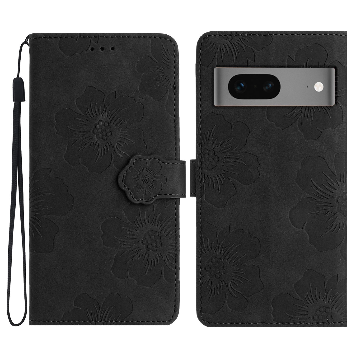 For Google Pixel 7 5G Flowers Imprint Leather Wallet Shell Flip Stand Protective Phone Case
