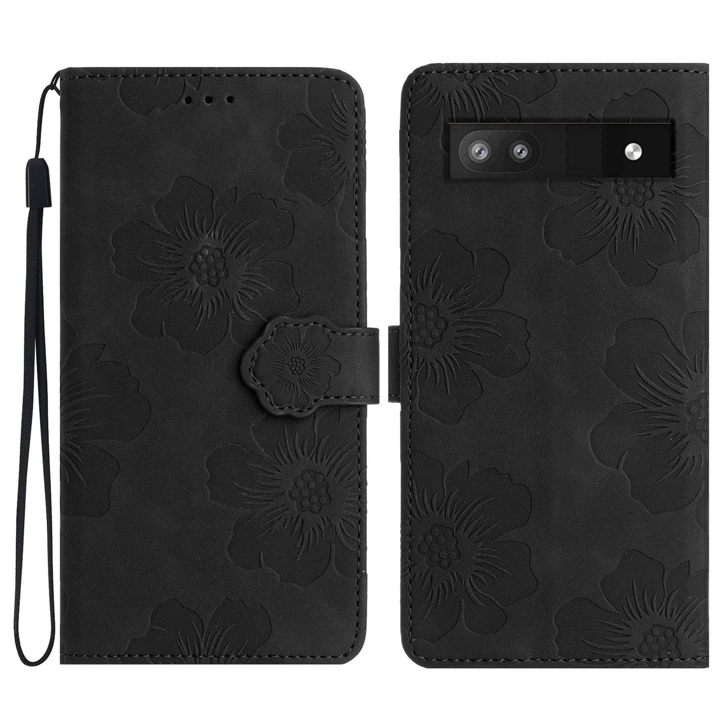 For Google Pixel 7a TPU+PU Leather Wallet Cover Stand Phone Shell Imprinted Flower Pattern Phone Case