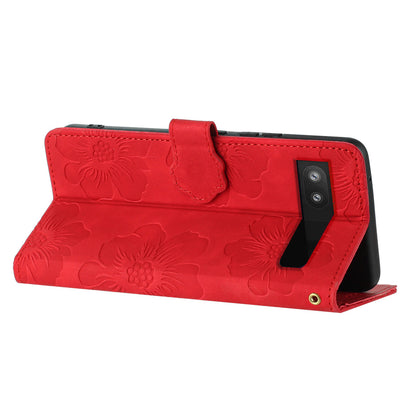 For Google Pixel 7a TPU+PU Leather Wallet Cover Stand Phone Shell Imprinted Flower Pattern Phone Case