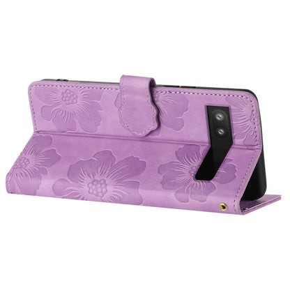 For Google Pixel 7a TPU+PU Leather Wallet Cover Stand Phone Shell Imprinted Flower Pattern Phone Case