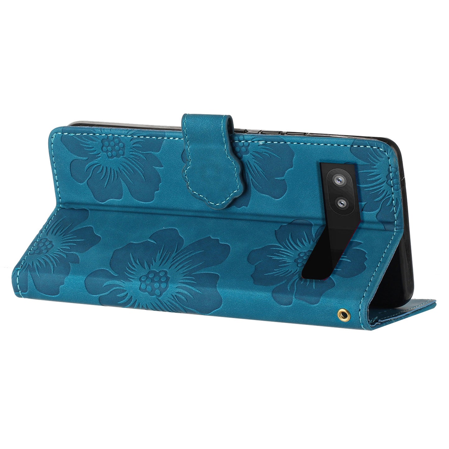 For Google Pixel 7a TPU+PU Leather Wallet Cover Stand Phone Shell Imprinted Flower Pattern Phone Case