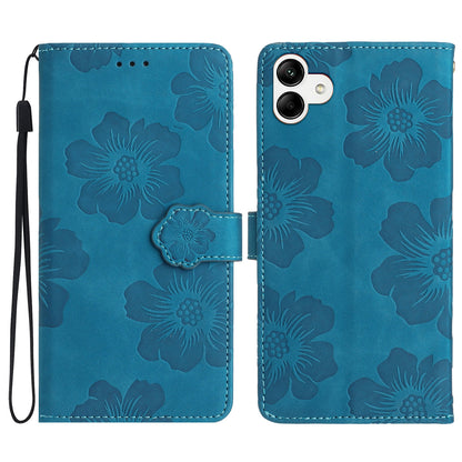 For Samsung Galaxy A04e 4G / F04 4G / M04 4G Flowers Imprint Phone Case Leather Wallet Folding Stand Cover