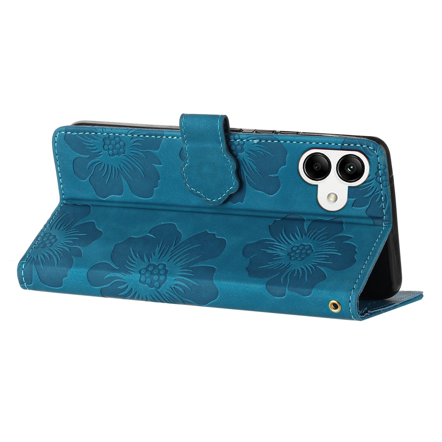 For Samsung Galaxy A04e 4G / F04 4G / M04 4G Flowers Imprint Phone Case Leather Wallet Folding Stand Cover