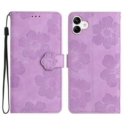 For Samsung Galaxy A04e 4G / F04 4G / M04 4G Flowers Imprint Phone Case Leather Wallet Folding Stand Cover