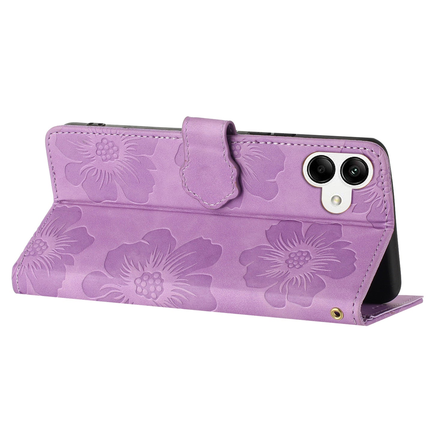 For Samsung Galaxy A04e 4G / F04 4G / M04 4G Flowers Imprint Phone Case Leather Wallet Folding Stand Cover