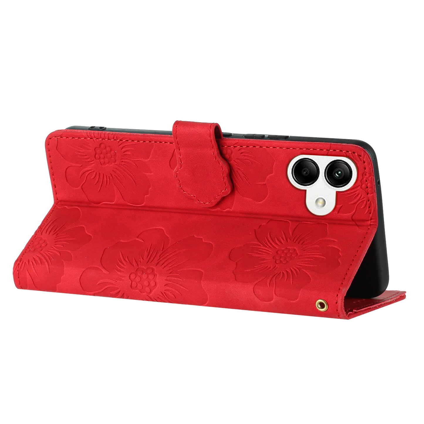 For Samsung Galaxy A04e 4G / F04 4G / M04 4G Flowers Imprint Phone Case Leather Wallet Folding Stand Cover