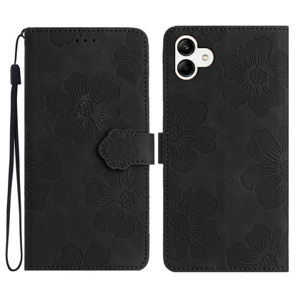 For Samsung Galaxy A04e 4G / F04 4G / M04 4G Flowers Imprint Phone Case Leather Wallet Folding Stand Cover