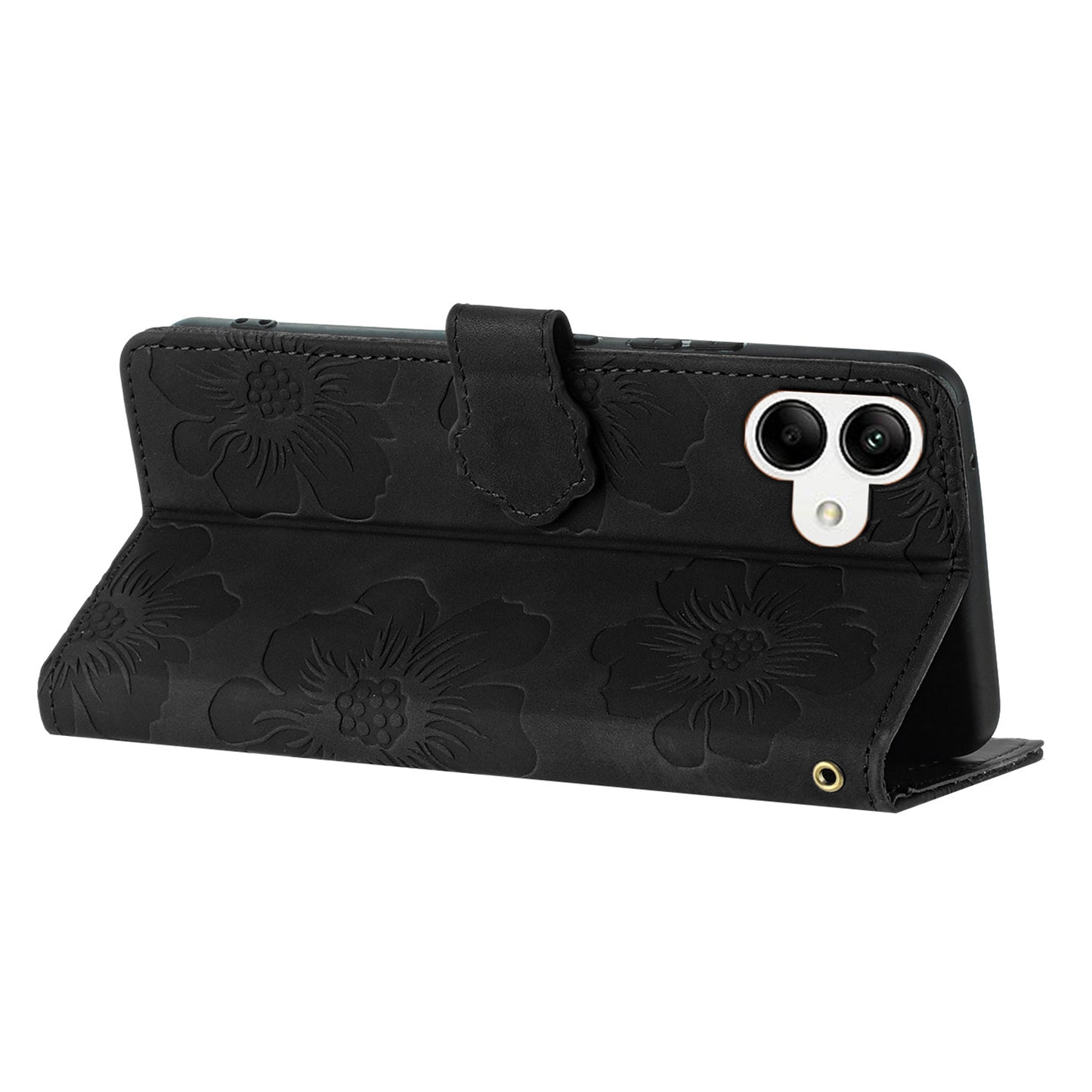 For Samsung Galaxy A04e 4G / F04 4G / M04 4G Flowers Imprint Phone Case Leather Wallet Folding Stand Cover