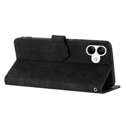 For Samsung Galaxy A04e 4G / F04 4G / M04 4G Flowers Imprint Phone Case Leather Wallet Folding Stand Cover