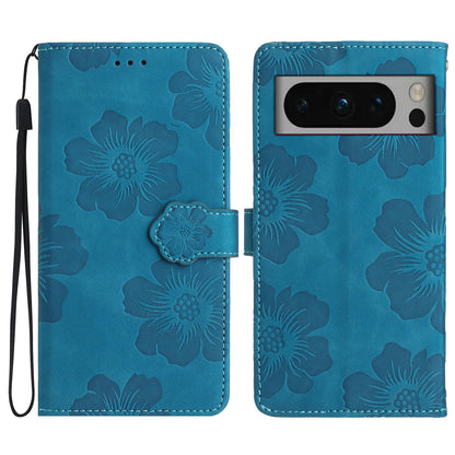 For Google Pixel 8 Pro Leather Wallet Full Protection Cover Flowers Imprint Stand Phone Case