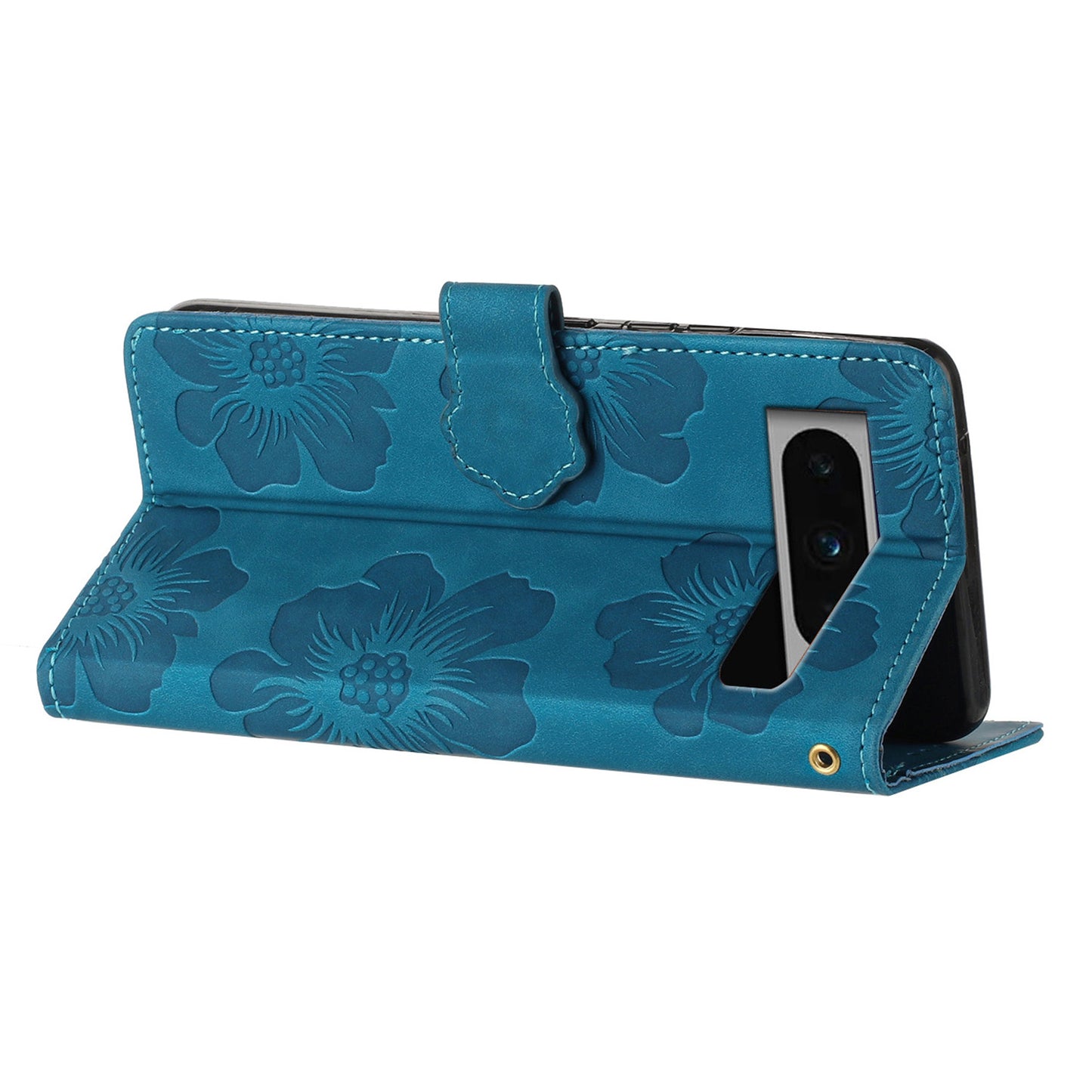 For Google Pixel 8 Pro Leather Wallet Full Protection Cover Flowers Imprint Stand Phone Case