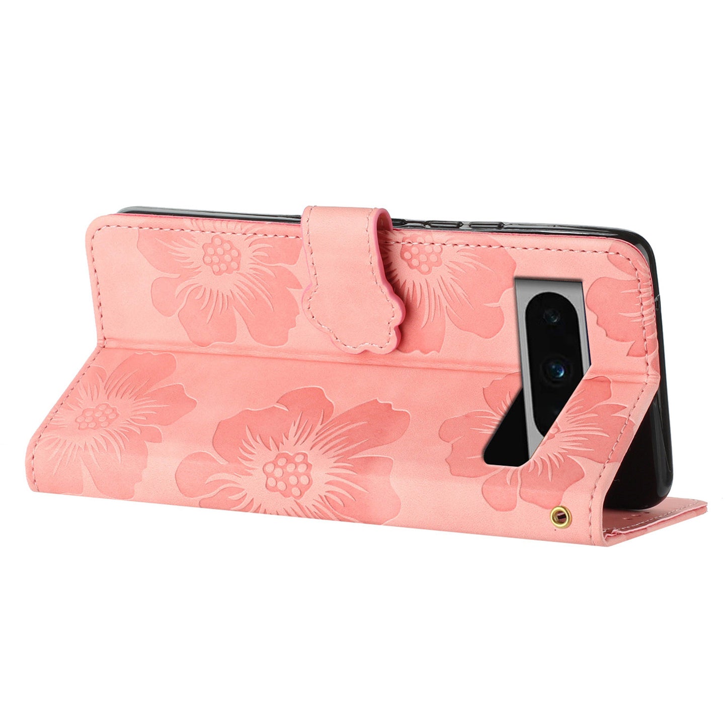 For Google Pixel 8 Pro Leather Wallet Full Protection Cover Flowers Imprint Stand Phone Case