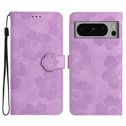 For Google Pixel 8 Pro Leather Wallet Full Protection Cover Flowers Imprint Stand Phone Case