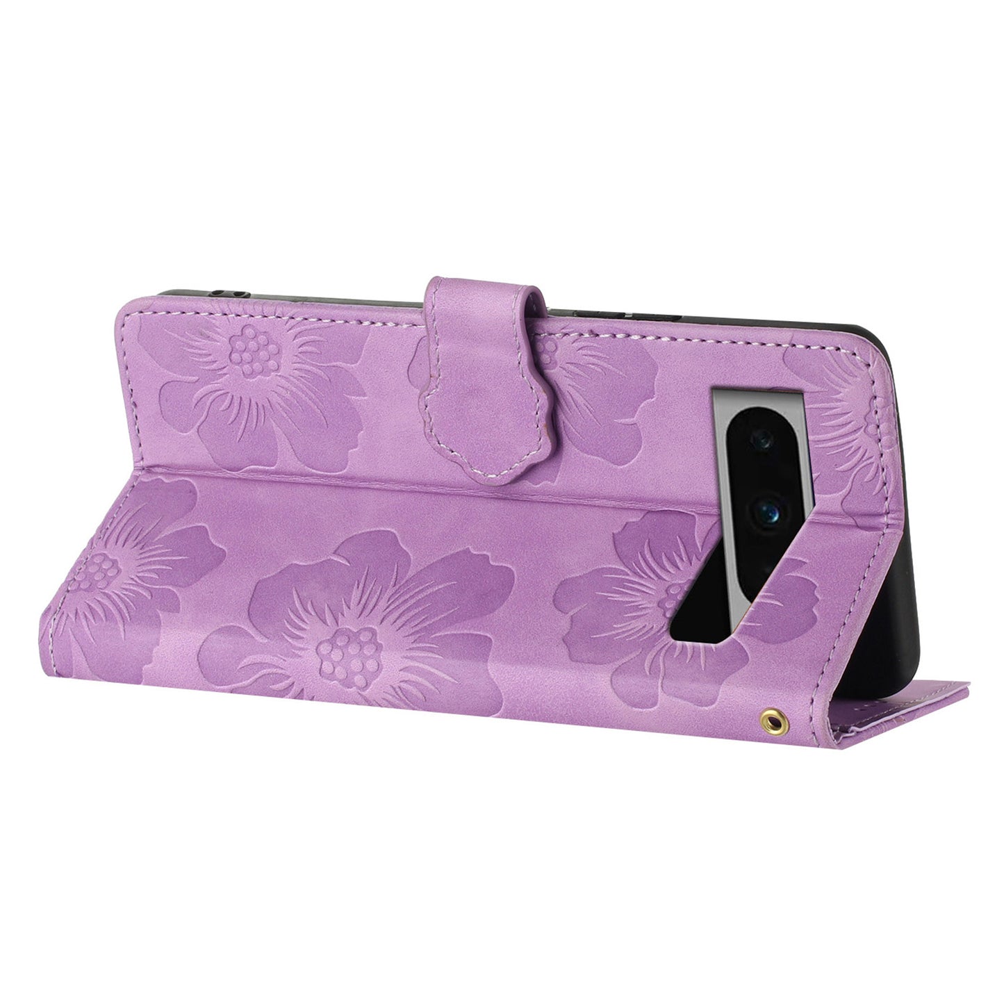 For Google Pixel 8 Pro Leather Wallet Full Protection Cover Flowers Imprint Stand Phone Case