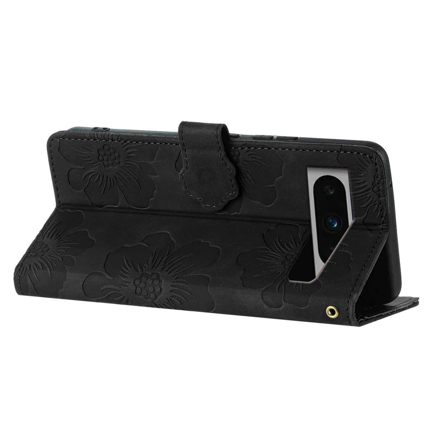 For Google Pixel 8 Pro Leather Wallet Full Protection Cover Flowers Imprint Stand Phone Case