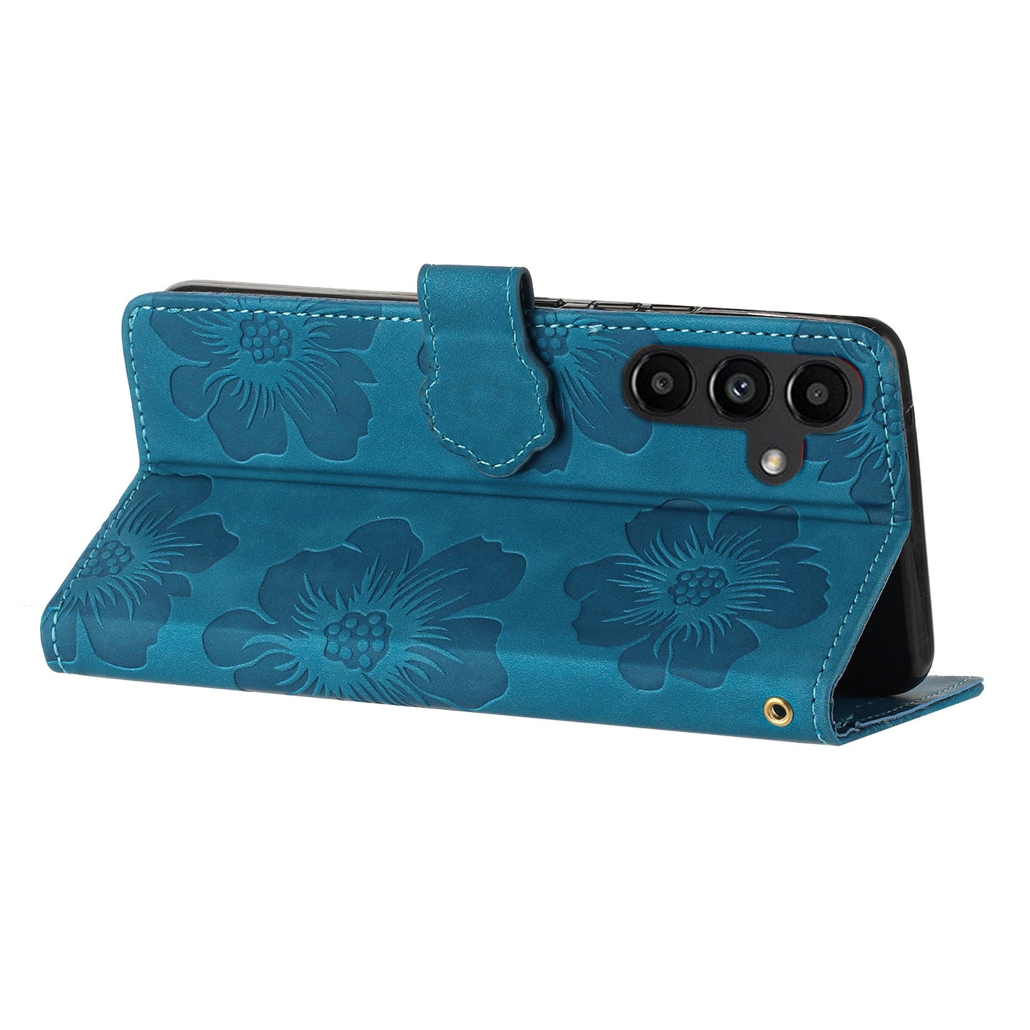 For Samsung Galaxy A14 5G Flowers Pattern Shockproof Phone Case PU Leather Wallet Cover with Stand