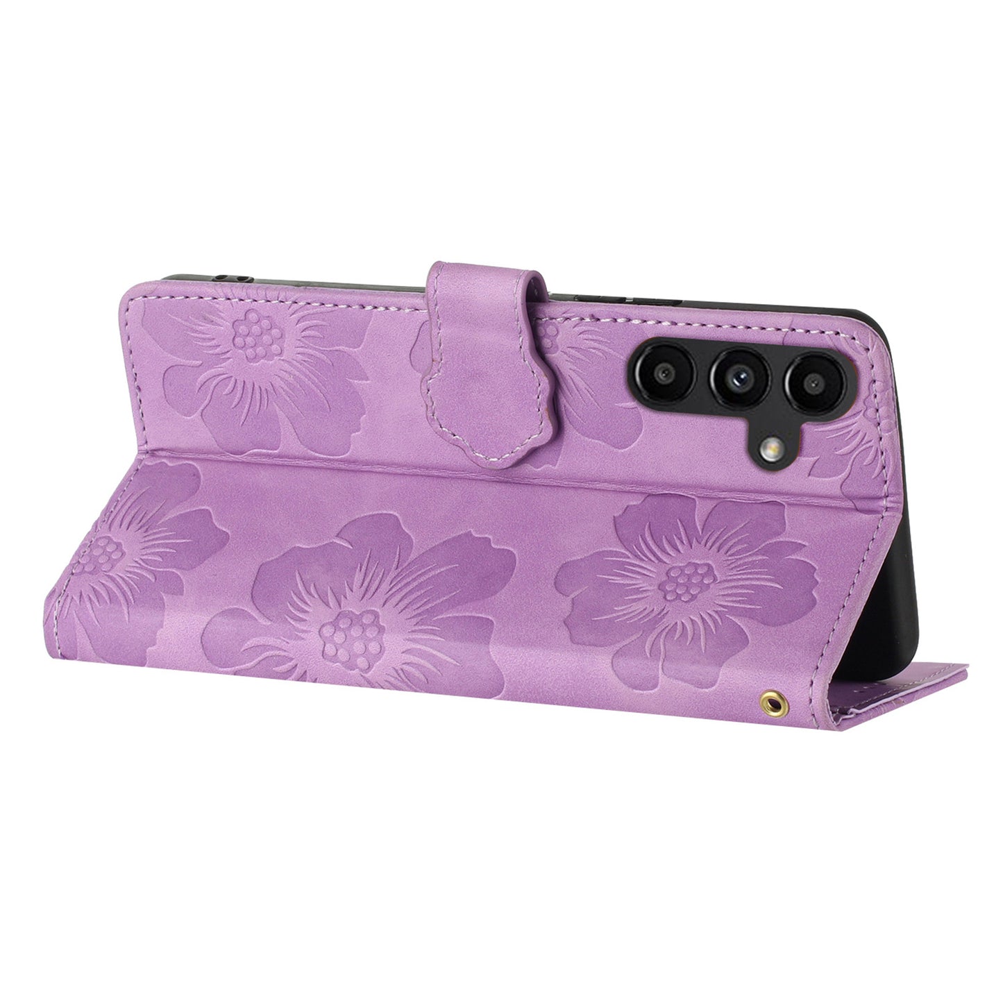 For Samsung Galaxy A14 5G Flowers Pattern Shockproof Phone Case PU Leather Wallet Cover with Stand