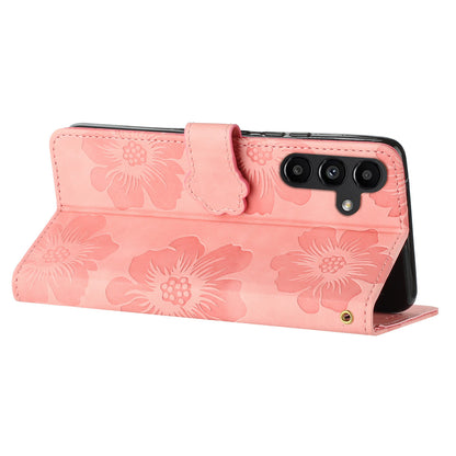 For Samsung Galaxy A14 5G Flowers Pattern Shockproof Phone Case PU Leather Wallet Cover with Stand