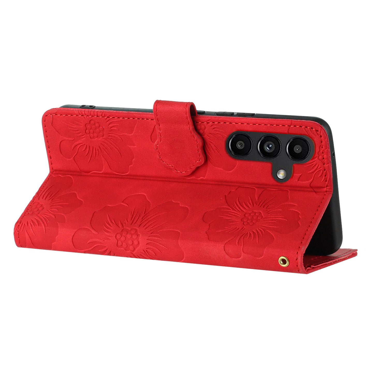 For Samsung Galaxy A14 5G Flowers Pattern Shockproof Phone Case PU Leather Wallet Cover with Stand