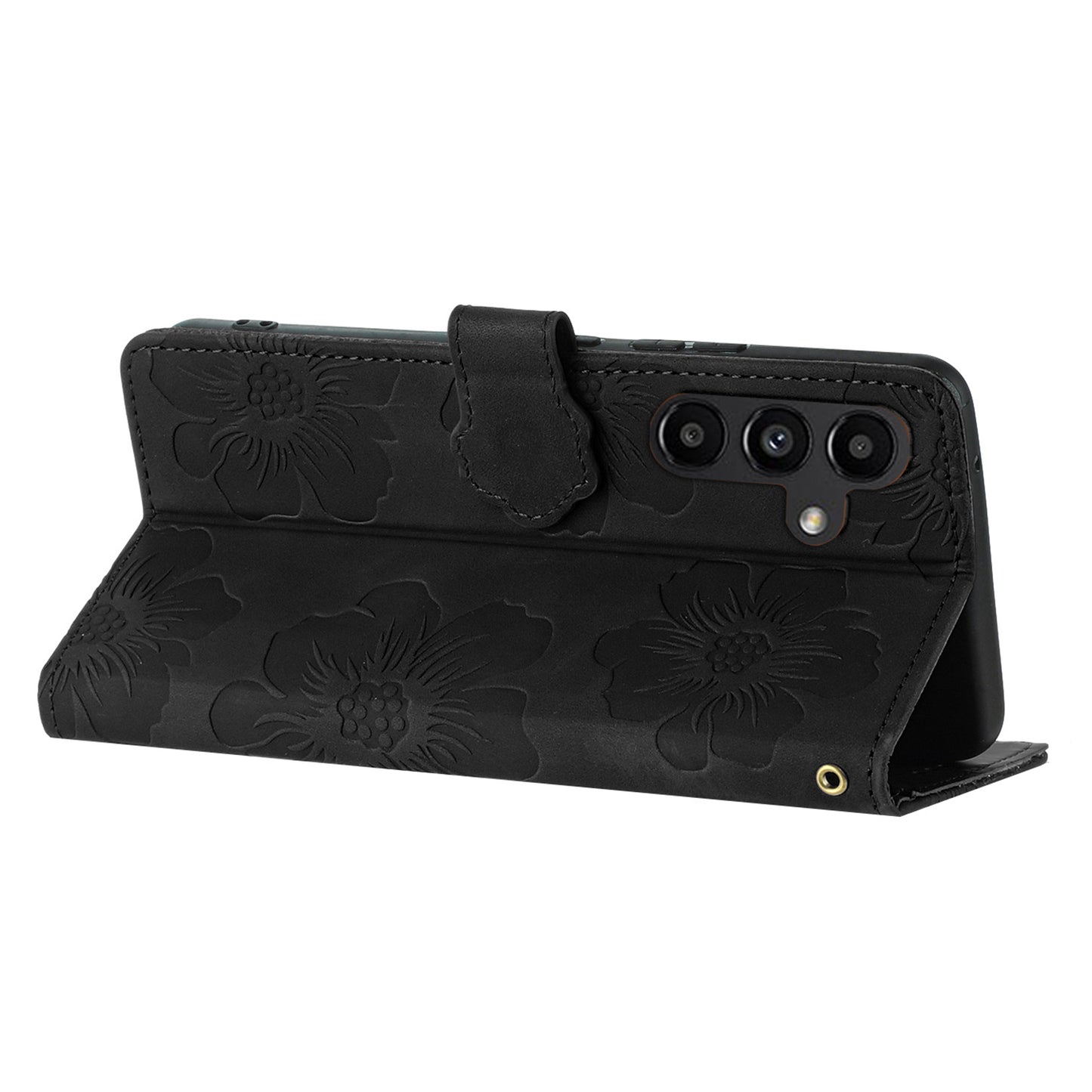 For Samsung Galaxy A14 5G Flowers Pattern Shockproof Phone Case PU Leather Wallet Cover with Stand