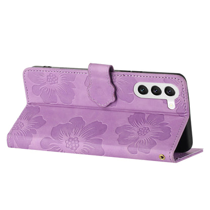 For Samsung Galaxy S23 Flowers Imprinted Leather Phone Case Stand Wallet Drop-proof Shell