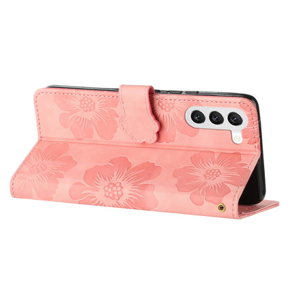 For Samsung Galaxy S23 Flowers Imprinted Leather Phone Case Stand Wallet Drop-proof Shell