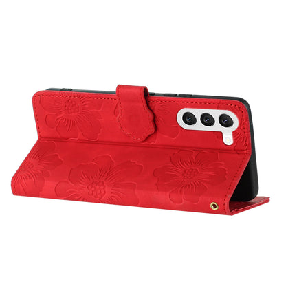 For Samsung Galaxy S23 Flowers Imprinted Leather Phone Case Stand Wallet Drop-proof Shell