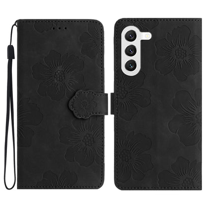 For Samsung Galaxy S23 Flowers Imprinted Leather Phone Case Stand Wallet Drop-proof Shell