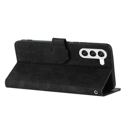 For Samsung Galaxy S23 Flowers Imprinted Leather Phone Case Stand Wallet Drop-proof Shell