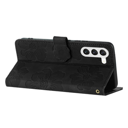 For Samsung Galaxy S23+ Anti-Scratch PU Leather Stand Phone Shell Imprinted Flower Pattern Wallet Cover Case