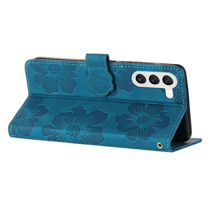 For Samsung Galaxy S23+ Anti-Scratch PU Leather Stand Phone Shell Imprinted Flower Pattern Wallet Cover Case