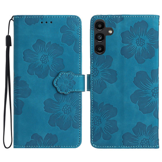 Phone Case Wallet for Samsung Galaxy A54 5G , Imprinted Flower Pattern PU Leather Flip Stand Cover
