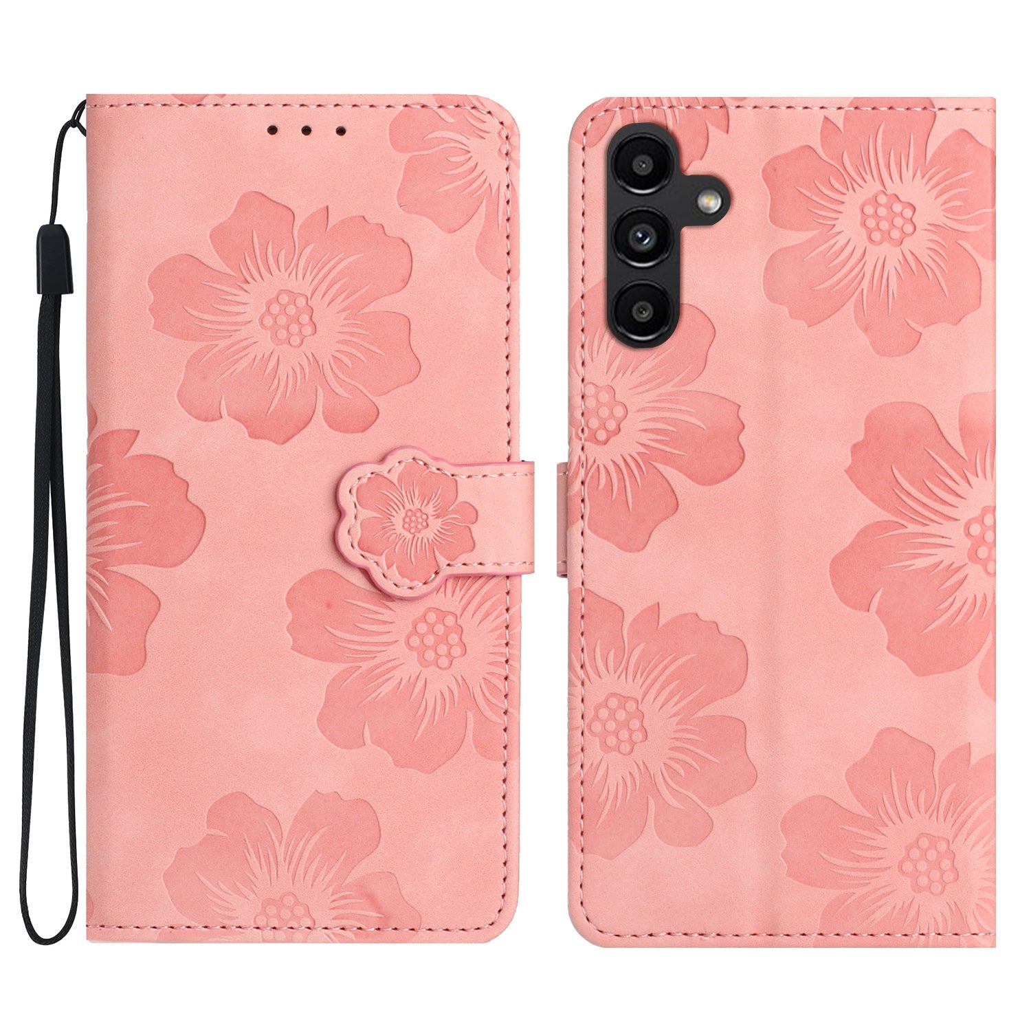 Phone Case Wallet for Samsung Galaxy A54 5G , Imprinted Flower Pattern PU Leather Flip Stand Cover