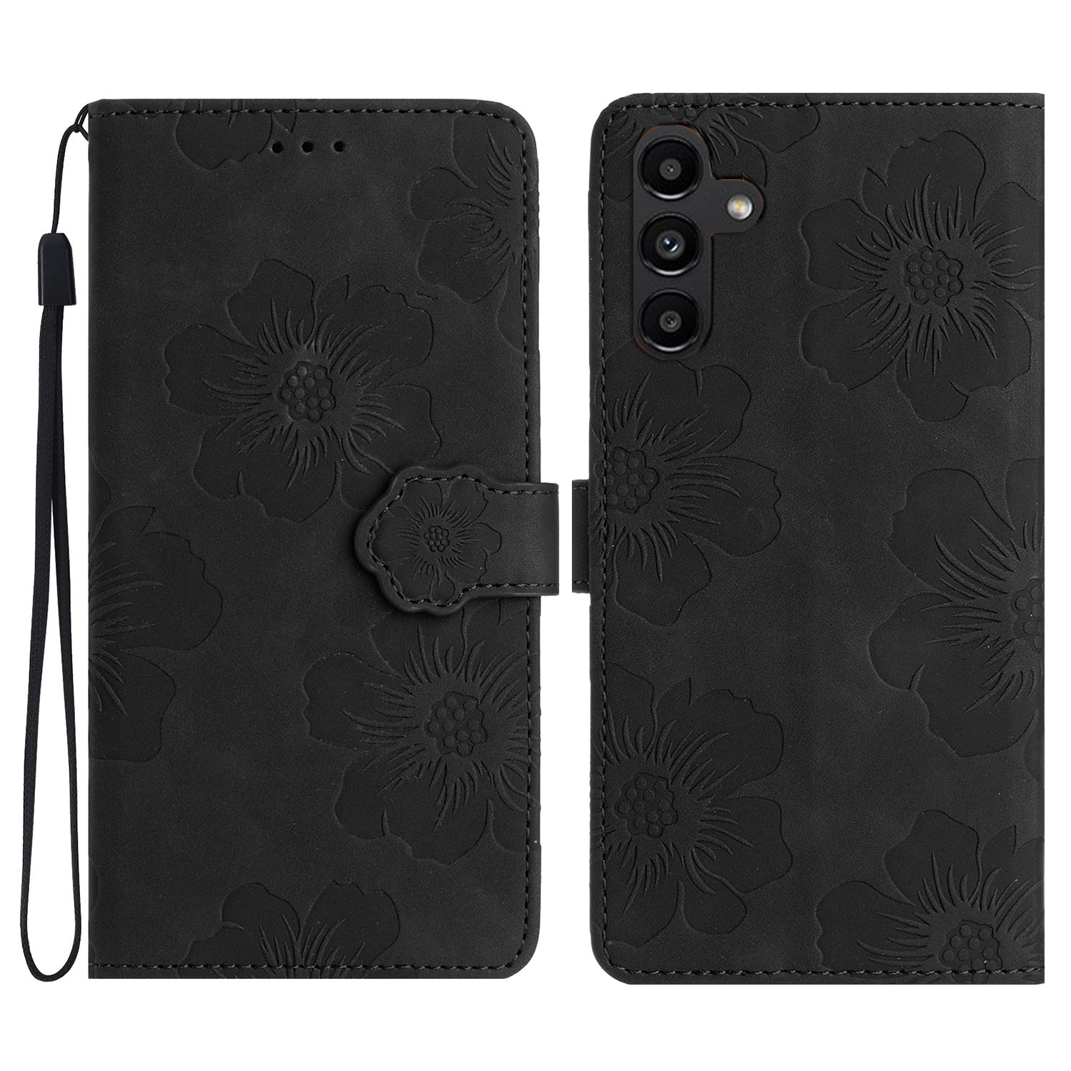 Phone Case Wallet for Samsung Galaxy A54 5G , Imprinted Flower Pattern PU Leather Flip Stand Cover