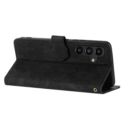 Phone Case Wallet for Samsung Galaxy A54 5G , Imprinted Flower Pattern PU Leather Flip Stand Cover