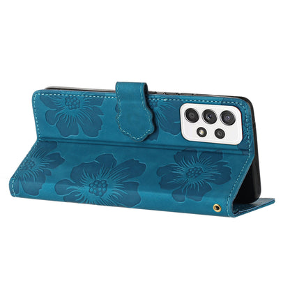 For Samsung Galaxy A73 5G Flip Stand Phone Case Flowers Imprint Leather Wallet Shockproof Cover