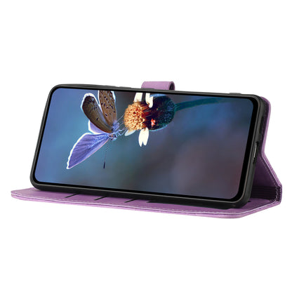 For Samsung Galaxy A73 5G Flip Stand Phone Case Flowers Imprint Leather Wallet Shockproof Cover