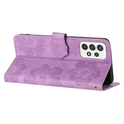 For Samsung Galaxy A73 5G Flip Stand Phone Case Flowers Imprint Leather Wallet Shockproof Cover