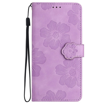 For Samsung Galaxy A73 5G Flip Stand Phone Case Flowers Imprint Leather Wallet Shockproof Cover