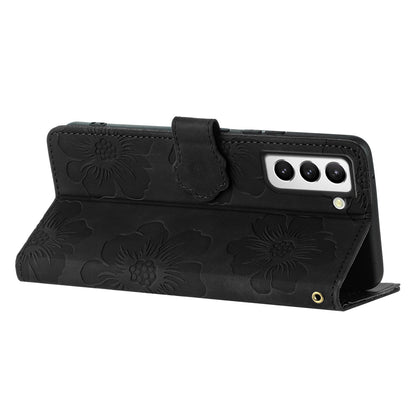 For Samsung Galaxy S22 5G Shockproof PU Leather Phone Case Stand Wallet Flowers Imprinted Phone Case