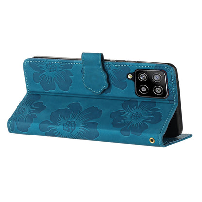 For Samsung Galaxy A22 4G (EU Version) Flowers Imprinted Wallet Cover PU Leather Folding Stand Phone Case