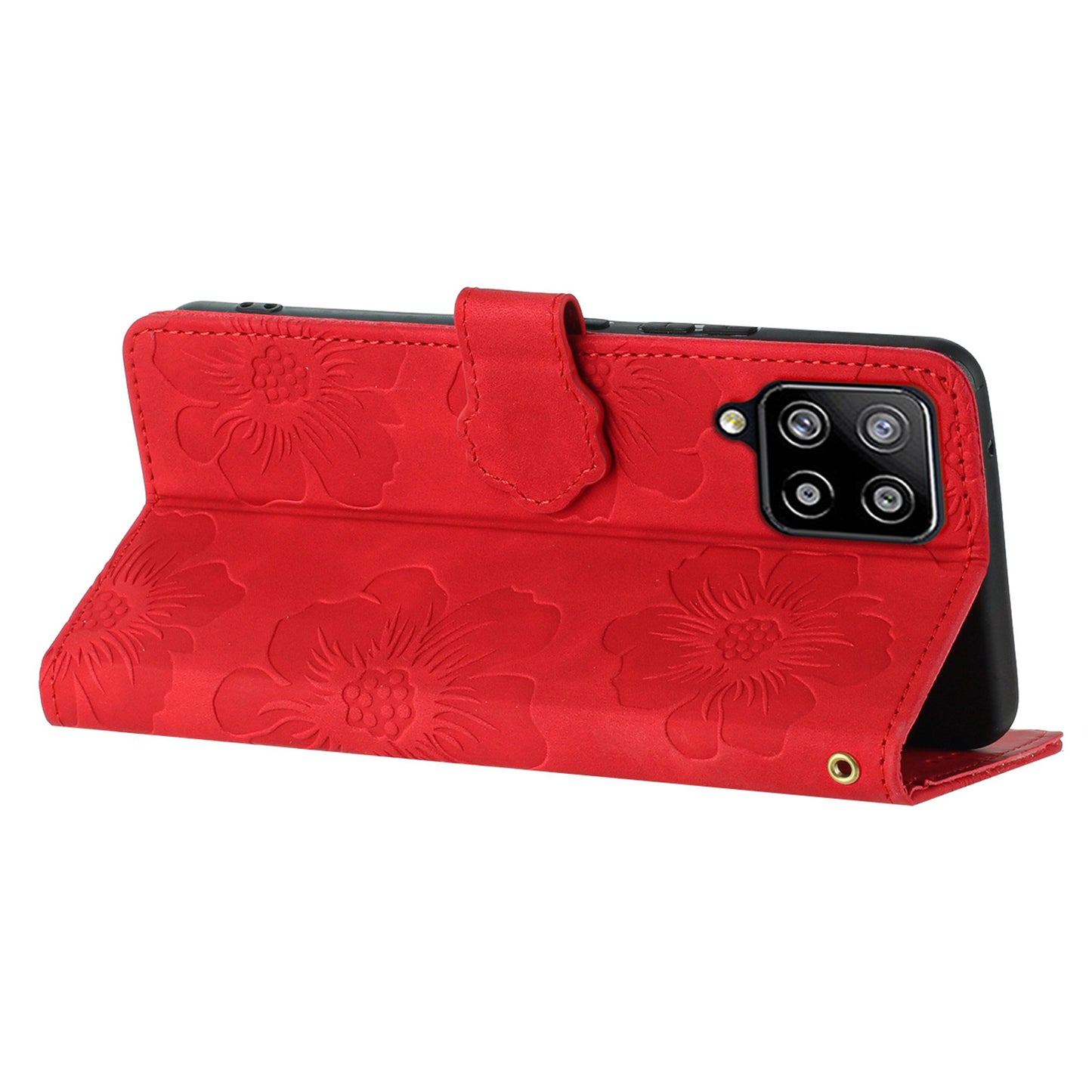 For Samsung Galaxy A22 4G (EU Version) Flowers Imprinted Wallet Cover PU Leather Folding Stand Phone Case