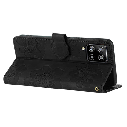 For Samsung Galaxy A22 4G (EU Version) Flowers Imprinted Wallet Cover PU Leather Folding Stand Phone Case